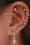 Taşlı Çiçekli Çelik Rook Piercing Daith Helix Kaş Göbek Lob Uyumlu Piercing