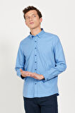 Slim Fit Dar Kesim Düğmeli Yaka Flanel Oduncu Gömlek