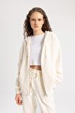 DeFacto Relax Fit Kapüşonlu Cepli Basic Düz Fermuarlı Sweatshirt C1809AX23WNBG759