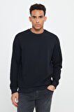 2 İplik Sıcak Tutan Standart Fit Normal Kesim Bisiklet Yaka Ottoman Desenli Sweatshirt