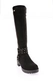 DGN 607 KADIN BİLEK TOKALI ZİNCİR DETAYLI ARKASI STRETCH KNEE HİGH FLATS ÇİZME