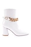 Dgn K405-22K Kadın Zincir Aksesuarli  Topuklu Bot