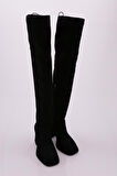 Dgn 1900 Kadın Strech Detayli  Fermuarli Knee High Topuklu Çizme