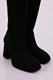 Dgn 1900 Kadın Strech Detayli  Fermuarli Knee High Topuklu Çizme