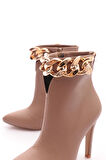 Dgn 4250 Kadin Sivri Burun Metal Burgu Bantli İnce Topuklu Bot