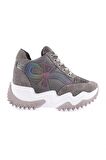 Dgn Z2 23Y Kadın Mega Kalin Taban Simli Sneakers Ayakkabi