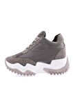 Dgn Z2 23Y Kadın Mega Kalin Taban Simli Sneakers Ayakkabi