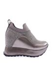 Dgn 927-23Y Kadın Mega Kalin Taban Silver Taşli Sneakers Ayakkabi