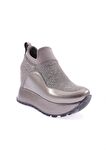 Dgn 927-23Y Kadın Mega Kalin Taban Silver Taşli Sneakers Ayakkabi