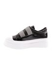 Dgn 898-23Y Kadin 2 Cirtli Bantlari Silver Taşli Kalin Taban Sneaker Ayakkabi