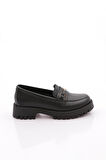 Dgn 2854 Kadin Metal Aksesuarli Loafer Ayakkabi