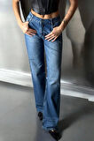 Lacarino 7650 Baggy Flare Kadın Jean Pantolon