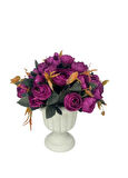 Yapay Çiçek Krem Antik Saksıda Mor Erengül 23cm