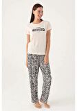 Pierre Cardin 8787 Kısa Kol Kadın Pijama Takım Vanilya