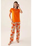 Pierre Cardin 8813 Kısa Kol Kadın Pijama Takım Turuncu