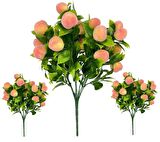 3lü Set Yapay Şeftali Demeti Yapay Çiçek 30*20cm Yeşil Yapraklı 