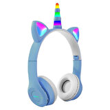 NPS - Unicorn şeklnde Işıklı Bluetooth Kulaklık - PEMBE