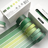 Forest Yeşil Temalı 7 Renkli Washi Bant • Sticky Note (GGK-PC021)