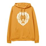 Lion Big Baskılı Hoodie-Portakal