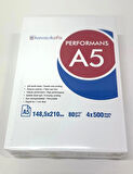 A5 Fotokopi Kağıdı 80 gr Performans 1 Koli 4 Paket (2000 Sayfa)