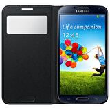 Galaxy S4 i9500 Kılıf S-View Cover (Deri) Siyah EF-MI950B