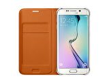 Galaxy S6 Edge ile Uyumlu Flip Wallet (Deri Görünümlü) Turuncu EF-WG925POEGWW