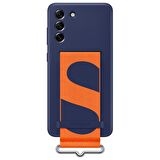 Galaxy S21 FE ile Uyumlu Kayışlı Silikon Kılıf Lacivert-EF-GG990TNEGWW