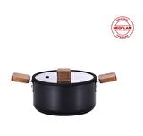 0128 D-NEOBN218 BIEN ALUMINYUM DOKUM TENCERE SIYAH 18CM
