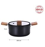 0128 D-NEOBN218 BIEN ALUMINYUM DOKUM TENCERE SIYAH 18CM