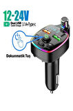 Bluetooth 5.0 FM Transmitter Çift USB 3.1A PD Hızlı Şarj Destekli Mikrofonlu Modülatör