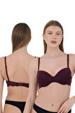 Kadın Balenli Dolgulu Sütyen - Dental Detaylı Şeffaf Sırt Askısı ile Push-Up Etkisi