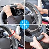 Fiat Grande Punto 2005 uyumlu direksiyon koruyucu kılıf - siyah deri terletmez geçme model