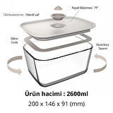 Neoflam Fika Clik Bej Dikdörtgen Saklama Kabı 2600 ml