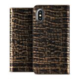 VRS Design iPhone X Genuine Croco Diary Kılıf Dark Gold