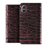VRS Design iPhone X Genuine Croco Diary Kılıf Rose Pink