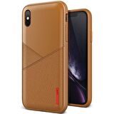 VRS iPhone Xs Max Leather Fit Label Kılıf Brown