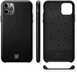 Spigen iPhone 11 Pro Max ile Uyumlu Kılıf La Manon Câlin Premium Deri Tasarım Chic Black