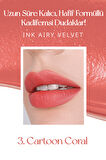 Uzun Süre Kalıcı ve Hafif Formüllü, Kadife Bitişli Tint Peripera Ink Airy Velvet (3 Cartoon Coral)