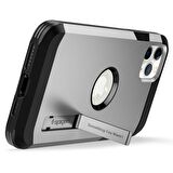 Spigen iPhone 11 Pro ile Uyumlu Kılıf Tough Armor XP Satin Silver