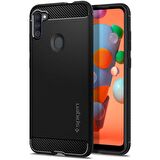 Spigen Galaxy M11 / Galaxy A11 ile Uyumlu Kılıf Rugged Armor Matte Black