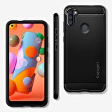 Spigen Galaxy M11 / Galaxy A11 ile Uyumlu Kılıf Rugged Armor Matte Black