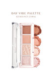 Yoğun Pigmentli Mat ve Işıltılı Tonlar Barındıran 4'lü Far Paleti Day Vibe Palette (#2 Bouncy Coral)