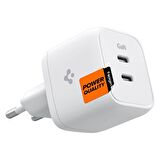 Spigen Powerarc Arcstation 35W Hızlı Şarj Cihazı 2 Port Gallium Nitride (Gan) Usb-C Pd 3.0 30W / Pps 30W (Samsung Hızlı Şarj Destekli) iPhone / Android Şarj Adaptörü PE2104 White - ACH03714