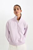 DeFactoFit NBA Brooklyn Nets Oversize Geniş Kalp Fermuarlı Dik Yaka Kalın Sweatshirt D2361AX24AUPR422