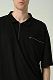 Erkek Polo Yaka Tek Cepli Oversize Kısa Kollu T-Shirt
