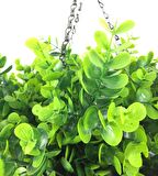 Yapay Çiçek Sarkaç Askılı Makreme Sepette Şimşir Yeşillik Çiçek Sepeti