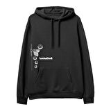 Basketball  Baskılı Siyah Hoodie