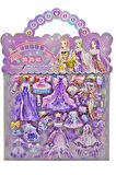 Sticker Kabartmalı Çantalı iki Sayfalı Sticker Seti (HQK013) - 21x17 cm- Mor Kız Giydirme