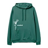 Basketball  Baskılı Yeşil Hoodie