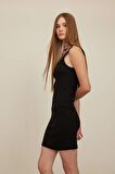 DeFacto Coool Bodycon Vücudu Saran Basic Düz Fitilli Kaşkorse Kolsuz Mini Elbise A0732AX24SMBK81